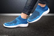 Fancy Sky Blue Synthetic Sports Shoes For Men