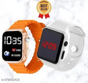 Square Dial Digital Watches Combo for Boys LED Lights Watch Kids Children Pack of 2