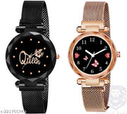 Luxury 12 Diamond Studded Color New Mesh Magnet Buckle Starry sky Quartz Sparkling Magnetic Strap Magnet watch Girls and Women