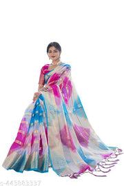 NEW FANCY ORGANZA SAREE  MULTY COLOUR SAREE
