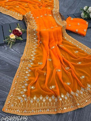 EMBROIDERY MIRROR SAREE