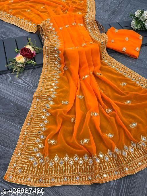 EMBROIDERY MIRROR SAREE