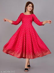 Stylish Rayon Gold Printed Kurti
