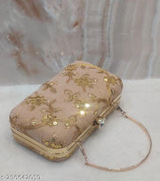 Party Velvet Clutch for Women Trendy Gold Color Box Clutch with Handle Dulhan purse Bridal Clutch