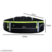 Running Waist Belt for Women & Men Sweat Rainproof Phone Holder with Adjustable Strap & 3 Pockets Headphone Hole WaistBag for All Kind of Phone-Sports, Yoga, Workout & Outdoor Activities- Black