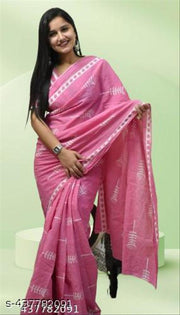 Bagru print cotton mulmul saree with blouse piece