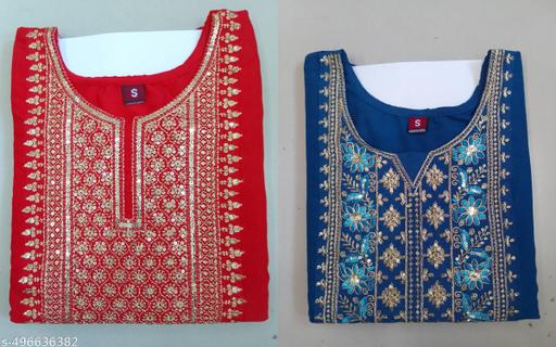 Women Ethnic Wear Rayon Embroidery Gala Kurti, Size -S, M, L, XL, XXL, 2XL, New Design & Fashionable Kurti, Pack of 2 (Combo of 2)
