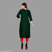 Straight Plain Casual Ethnic Plain A-Line American Crepe Fabric Light Weight Kurtis For Daily Use in Low Price