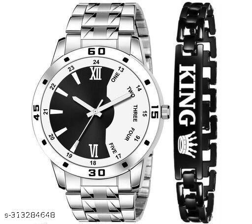 stylish analog men watch  trendy with bracelet