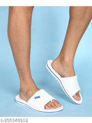 Paragon Ultra-Stylish Ultra-Comfortable White Casual Slides for Men