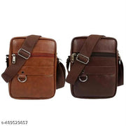 Stylish PU Leather Crossbody Fanny Pack Sling Bag for Women & Men Trendy crossbody for Traveling | One Side Shoulder sling bag stylish sling bag latest sling bag branded sling bag (Brown and black, Pack of 2 pic)