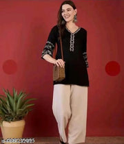 Short Black Embroidery kurta For Women