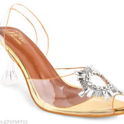 JM LOOKS Women Heels Sandals Comfortable and Stylish Transparent Upper Kitten Heel Sandal