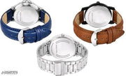 Stylish Men Glamour Brown Leather Analog Latest Watches gifted Man combo set