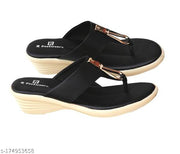 Black Solid Heel Sandals Ladies : Ladies Heels :  Heels & Sandals : Fancy Wedges