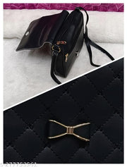 Attractive trendy women Black PU sling bags/Full hand work bag/sling bag for women/party wear bag for women/long bag for women/wedding bag for women/Small sling bags/Premium PU leather sling bags for women