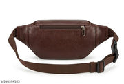 NEHX Premium Brown Leather Waist Bag for Men & Women, Multi Pocket Crossbody Sling Bag with Adjustable Strap, Waterproof Travel Belt Bag, Chest Bag, Fanny Pack for Daily Use, Office, Outdoor, Walking, Cycling & Travel