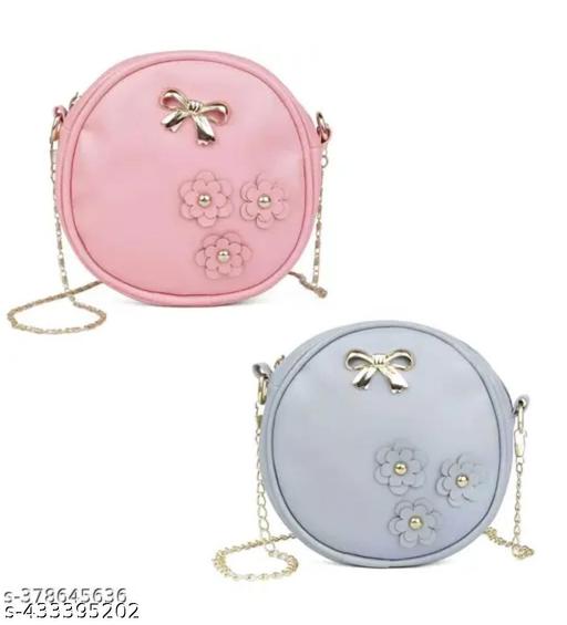Stylish sling bag for girls and 2 pcs pink gery