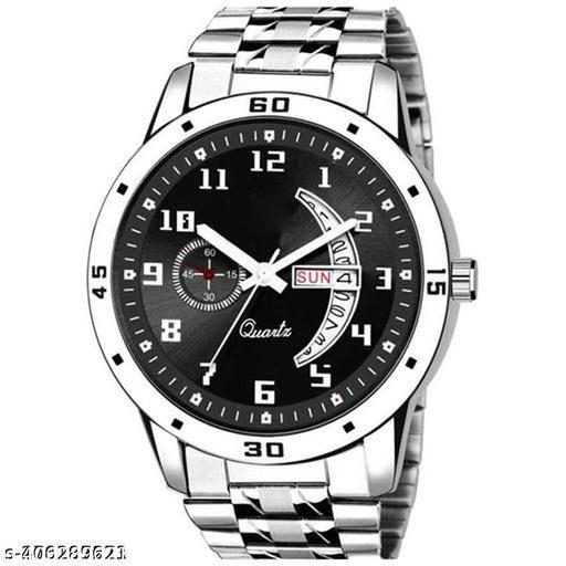 Day & Date Function Watch With Black Dial & Alloy Chain Analog Watch - For Men