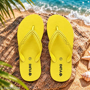 YUKI Unisex Yellow Stylish Rubber Flip Flops | YUKI slippers | Unisex flip flops | Hawai chappal | Ultra-light Flip Flops| Non-slip Slippers | Rubber footwear | Waterproof Slippers | Comfortable Slipper for Men & Women