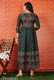 women's printed Green anarkali New Jaipur kurti