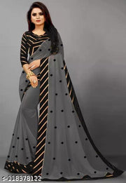 mix-1 georgette plain saree with brocde vell blouse