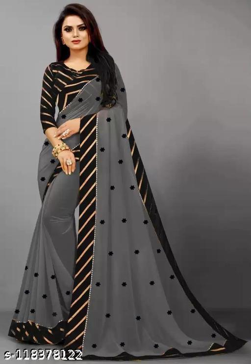 mix-1 georgette plain saree with brocde vell blouse