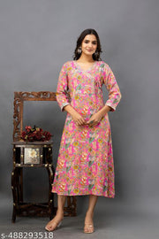Cotton Kurtis Women's Printed Pattern  with embroidery work