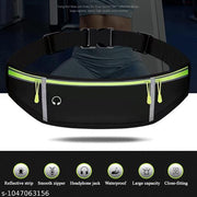 Sports Waist Bag for Men & Women | Sweatproof & Water-Resistant Running Belt with 3 Pockets | Adjustable Phone Holder with Headphone Slot for Running, Gym, Yoga, Workout, Cycling & Outdoor Activities | Black