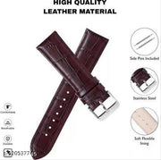 22 mm Genuine Leather Watch Strap  (Dark cherry)