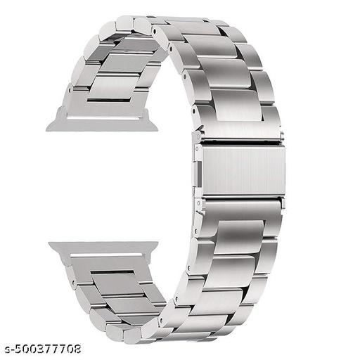 Gadget_Garden Watch Strap Slide 42mm 44mm 45mm 46mm 49mm Stainless Steel Metal compatible with Sliding smart watches  Smartwatch Belt Luxury Band Metallic Silver
