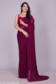 plain Georgette saree for womens