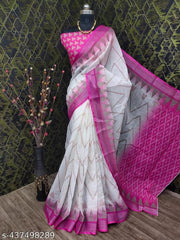 Women'S COTTON LILAN DIGITAL PRINT SAREE