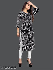 Women Crepe Fabric Printed Straight Kurti, Size -XS, S, M, L, XL, XXL, 2XL, XXXL, 3XL, 4XL, 5XL ( New Arrival New Design Fashionable Kurti )
