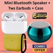 Buetooth Speaker, 3 Watt mini Bluetooth Speaker, Mega Bass Portable Speaker, Best Quality Speaker, Bluetooth Speaker 3D with Loud Stereo Sound and Long Playtime wth Wireless buds + Yellow Case - Combo