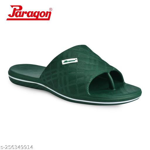 Paragon Ultra-Stylish Ultra-Comfortable Green Casual Slides for Men