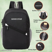Backpack Bag for Men & Women | College Backpack | Travel Daypack with 3 Spacious Compartments | Dual Front Quick Access Pockets | Side Mesh Bottle Pocket | Durable Top Handle | Black