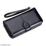 Stealodeal Zipper Wallet PU Leather Clutch Women's Wristlet (Black)
