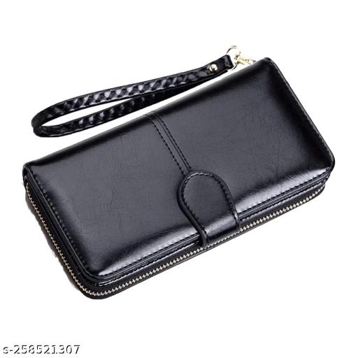 Stealodeal Zipper Wallet PU Leather Clutch Women's Wristlet (Black)