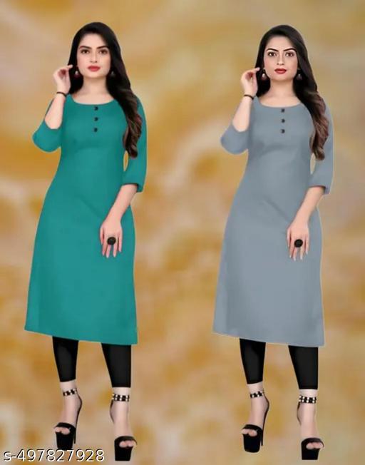 DOZZER FOX casual crape low price  daliy wear kurti combo of 2 sleeve 3/4