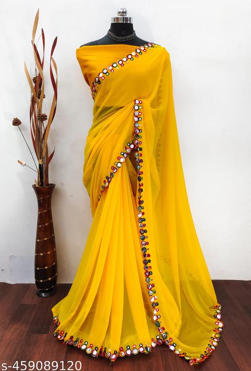NEW FENCY GEORGETTE CUT WORK SAREE