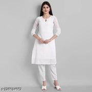 Arth World Women's Embroidered Georgette Straight Kurti