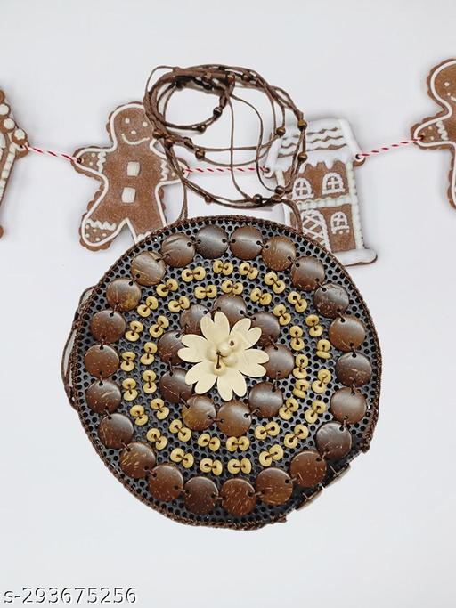 Coconut Shell Beaded Sling Crossbody Long Strap Purse Sling Bag for Girls And Women | Stylish, Sturdy, Zip Closure | Women’s Sling Bag Pack Of 1 Size: 7 X 2 X 7 Inches
