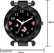 Branded Best Quality Ethnic Embossed Designer Shine Round Dial with Slim Fit Alluring Leather Belt Women Analog Watches for Girls