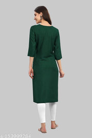 Womens Viscose Rayon Embroidered Straight Kurti Ethnic Wear Traditional Wear