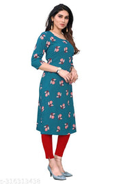 Women Printed Crepe Straight Kurti