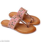 Kolhapuri style flats for women Pink