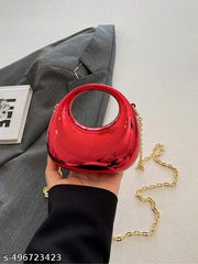 Luxury Metallic Acrylic Clutch Purse for Women | Crescent Moon Handbag with Gold Chain | Stylish Sling Bag, Evening Party Clutch, Wedding Purse Detachable Chain Strap Glossy Stylish Latest Ladies Girls Small Size Cute Wallet for Gift