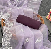 Super Nylon Shining Net Saree Saree with Embroidery work