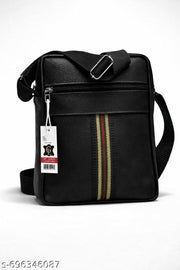 Men’s Black PU Leather Sling Bag | Stylish Crossbody Bag for Men | Office, Travel & Daily Use Shoulder Bag